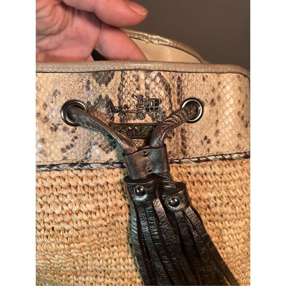 Coach Oversized Straw Python Tote bag Unique and Beautiful - Picture 5 of 9